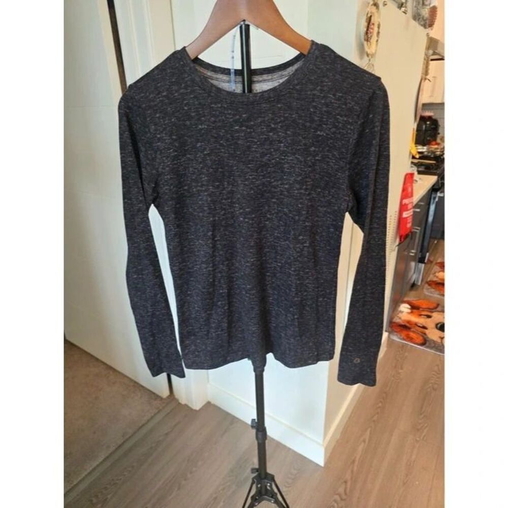 Danskin Charcoal Heather Long Sleeve Crew Neck Top